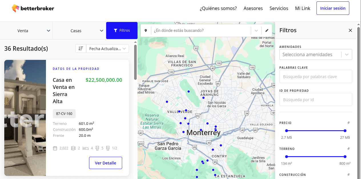Búsqueda de Propiedades Filtros