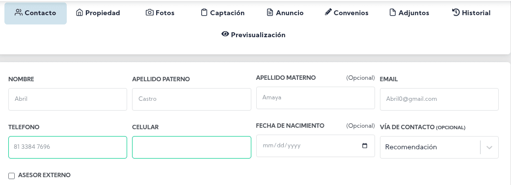 Contacto Captación