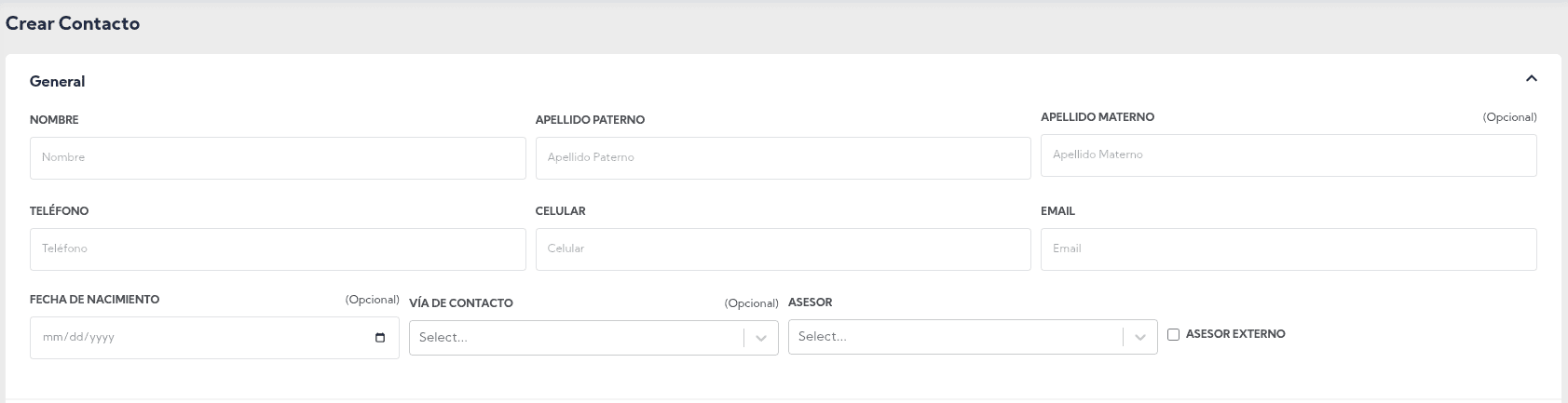 Contactos Crear