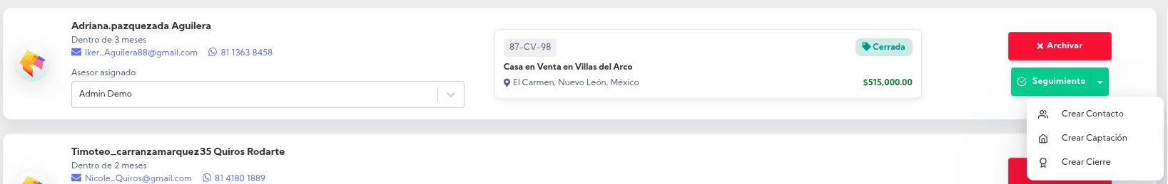 Contactos Lead