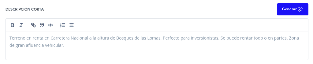 Descripción Corta