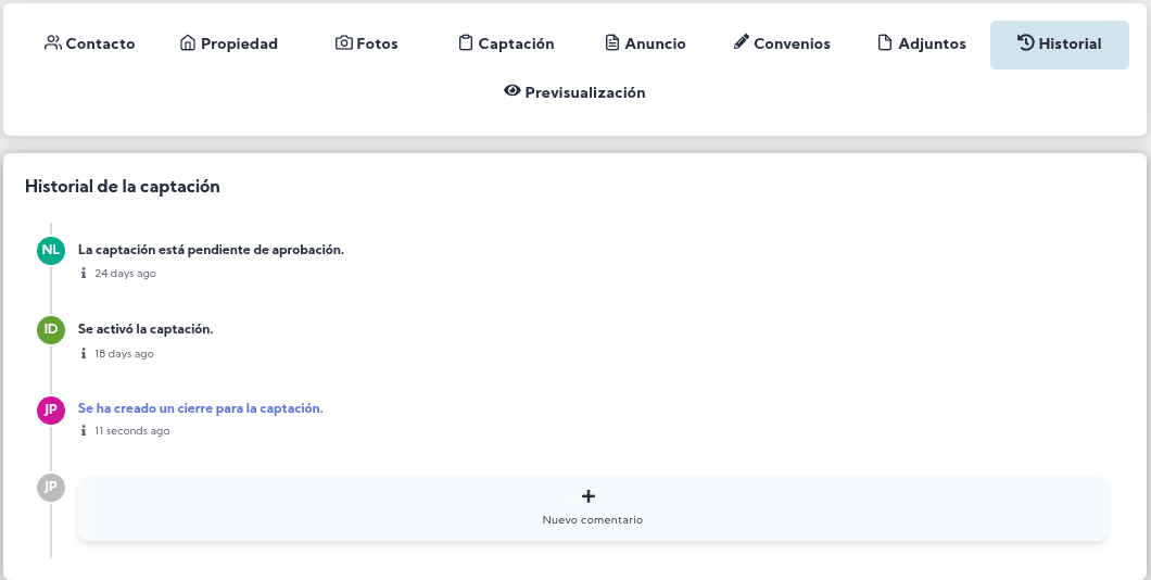 Historial Captación