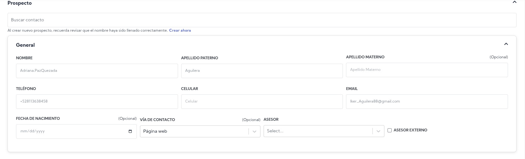 Leads Seguimiento Contacto