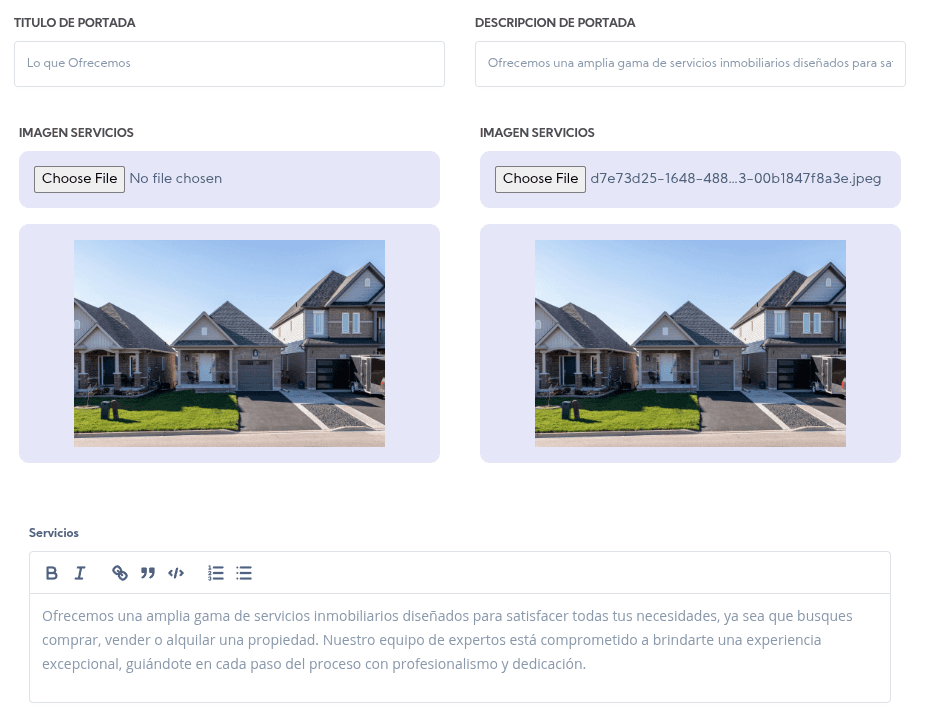 Servicios Configuración