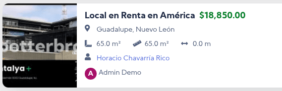 Tarjeta Propiedades